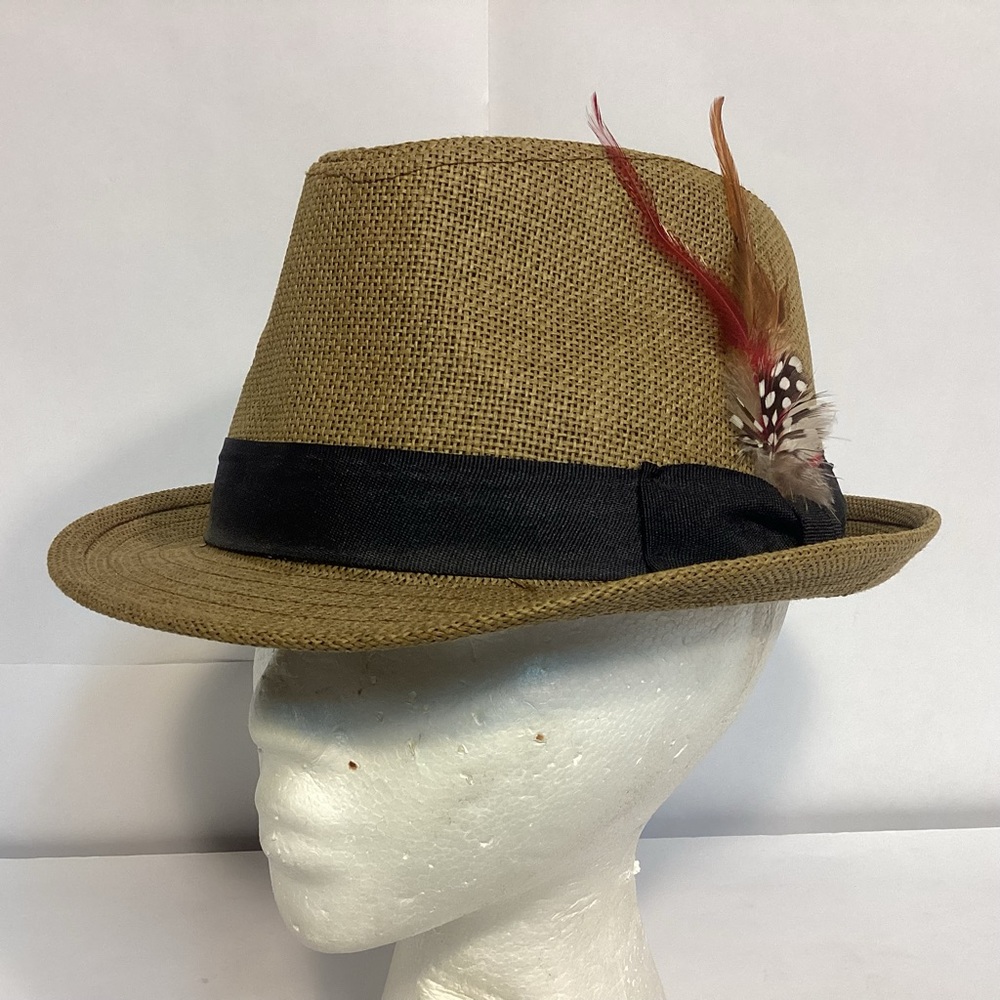 Angela & William Mens Fedora Hat with feather one size fits all